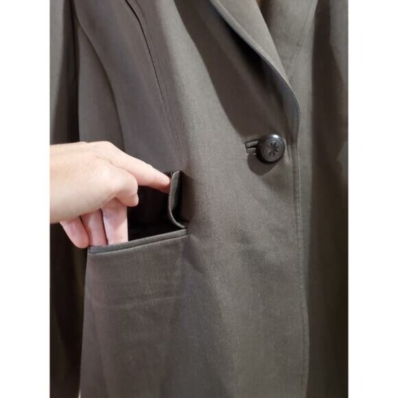 Tahari ASL One Button Beige Brown Blazer Jacket Womens Plus Size 16W Stretch - Picture 5 of 9